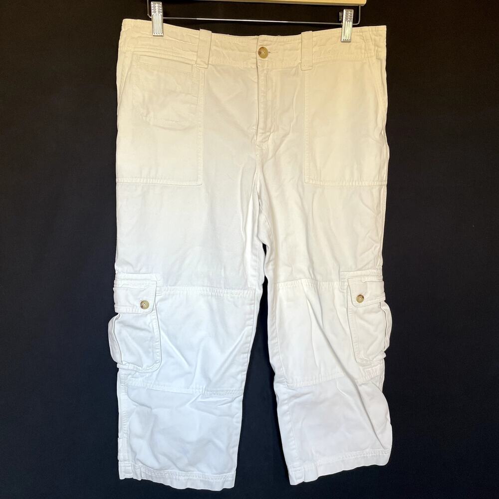 Lauren ralph lauren petite white cropped cargo pants y2K women's size 12P